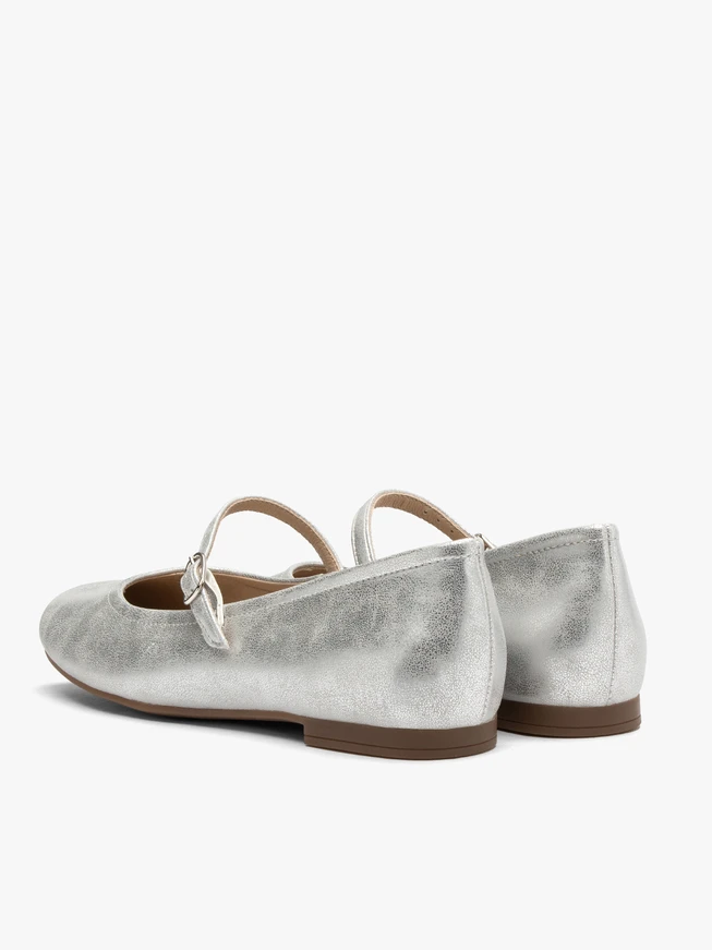 Silberne Riemchen-Ballerinas