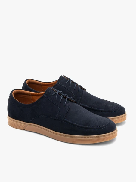 Herren Halbschuhe aus Veloursleder in Marineblau