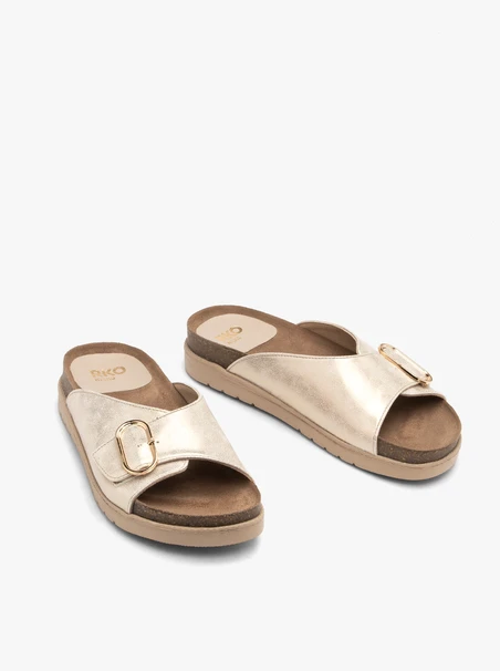 Flache Damen-Flip-Flops aus Platin