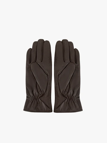 Braun genarbte Lederhandschuhe