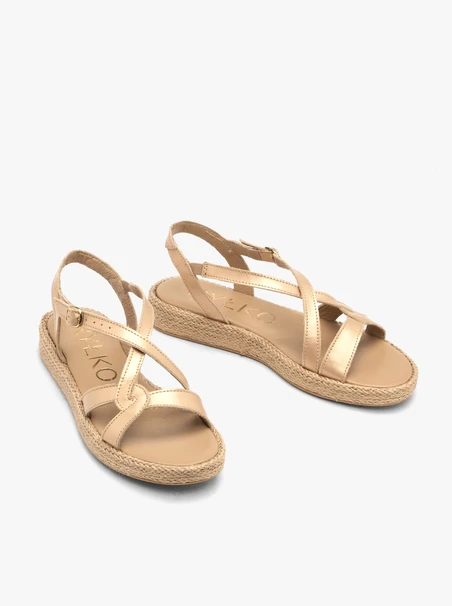 Flache Damen-Sandalen in Gold