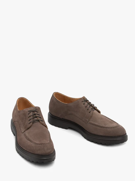 Graue Velourshalbschuhe
