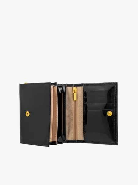 Schwarz lackierte Damenbrieftasche