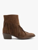 Braune Fransenstiefel aus Veloursleder