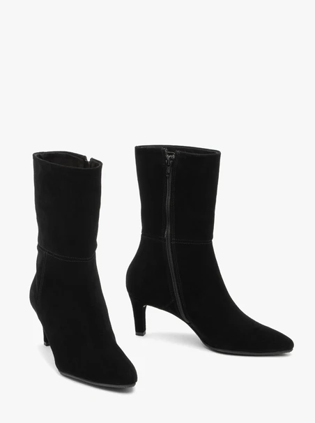 Schwarze höhere Velourslederstiefel