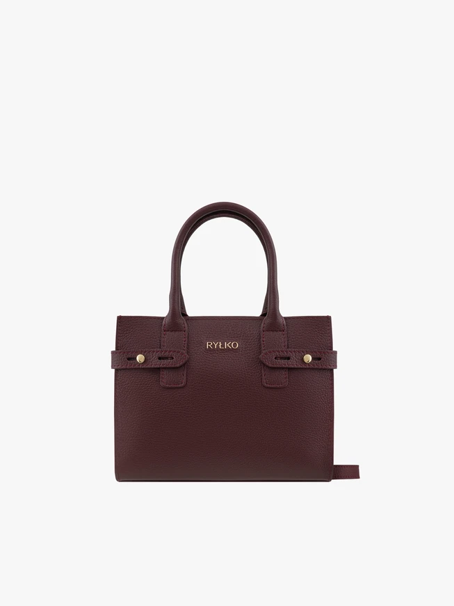 Kastanienbraune Handtasche aus Vollnarbenleder