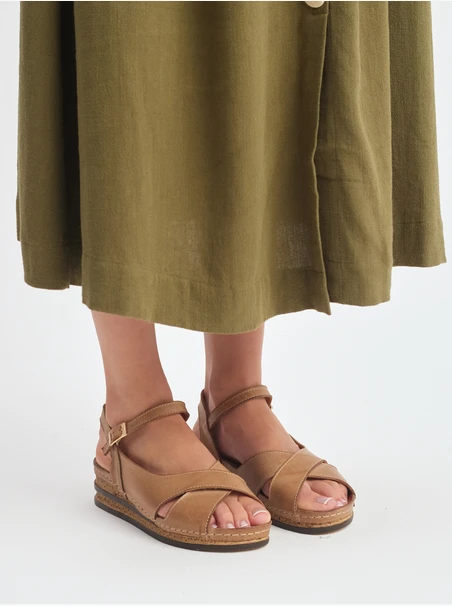 Beige Damen Plateausandalen