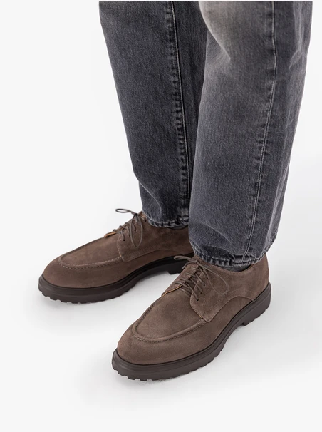Graue Velourshalbschuhe