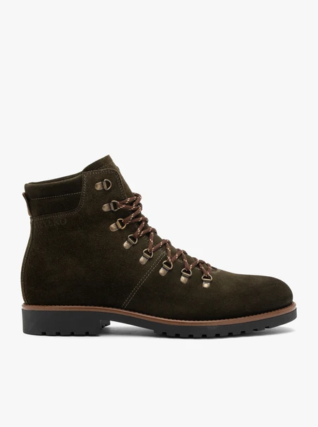 Stiefel aus olivfarbenem Veloursleder