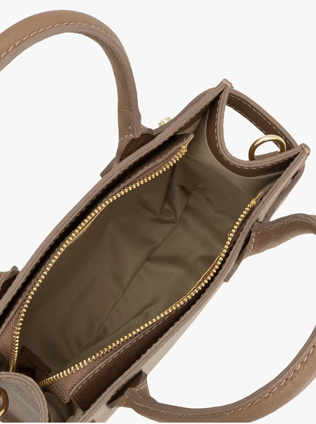 Beige Vollnarbenleder Handtasche