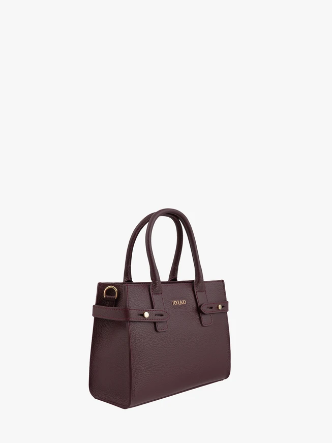 Kastanienbraune Handtasche aus Vollnarbenleder