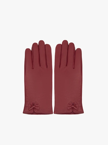 Kastanienbraune genarbte Lederhandschuhe