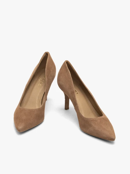Dunkelbeige Damen-Stiletto-Pumps