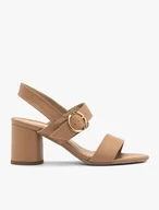 Hellbraune Damen-Sandalen mit Absatz