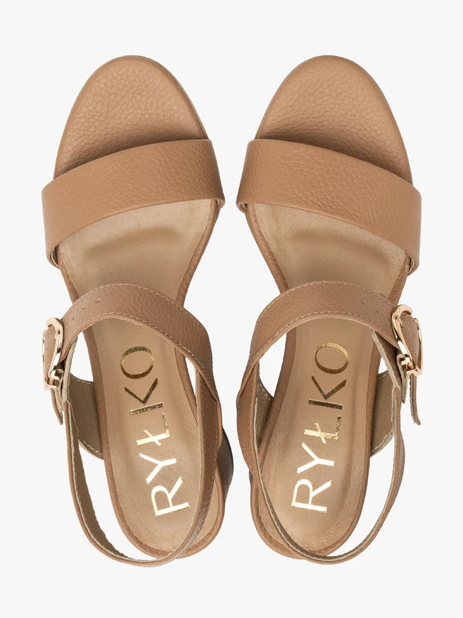 Hellbraune Damen-Sandalen mit Absatz