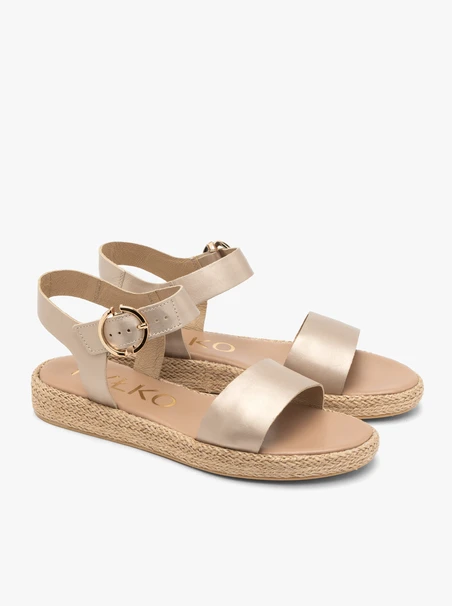 Flache Damen-Sandalen aus Platin