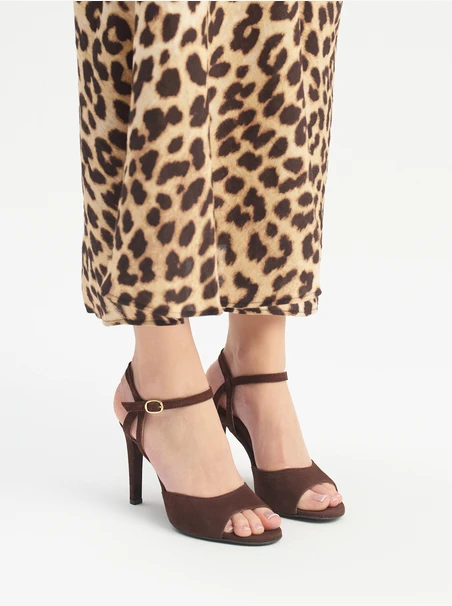 Dunkelbraune Stiletto-Sandalen für Frauen