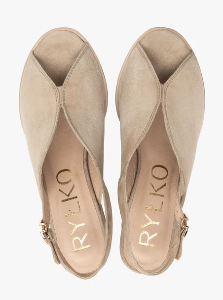 Beige Damen-Sandalen mit Absatz