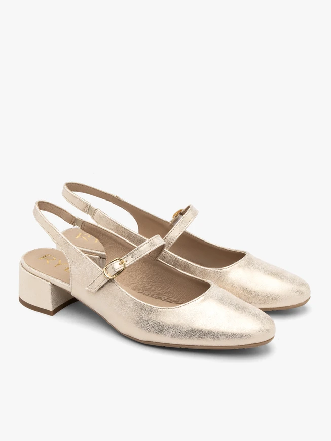 Pumps mit niedrigem Absatz aus Platin