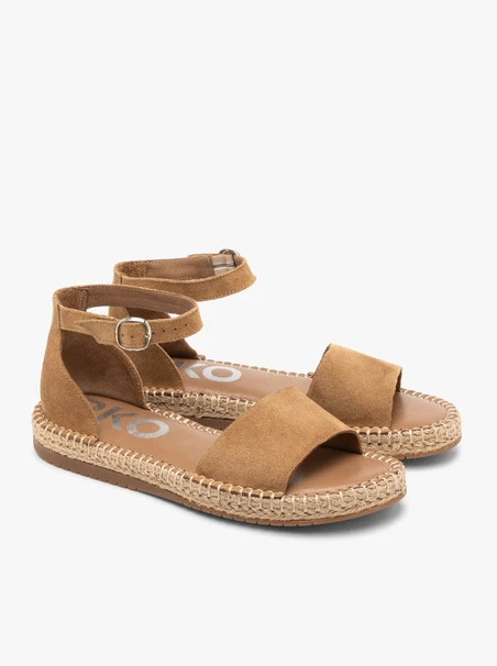 Flache Sandalen aus rotem Velours