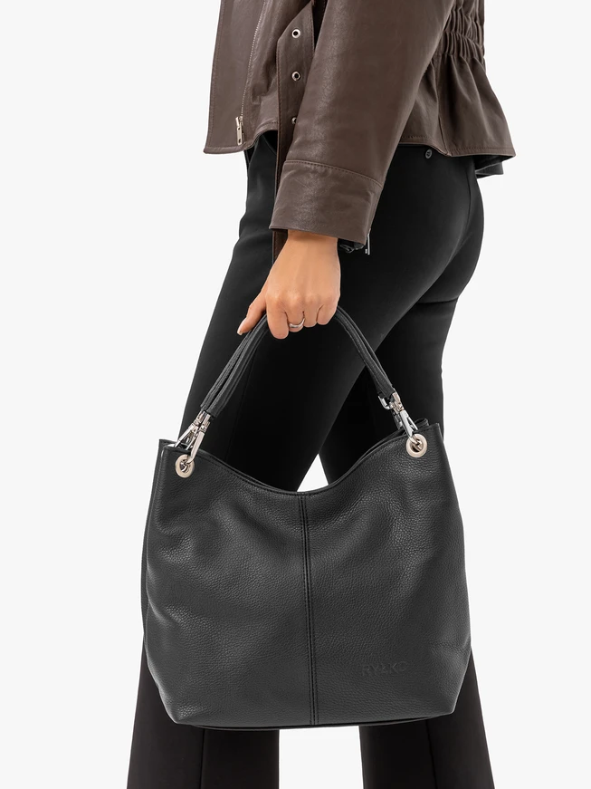 Schwarze Shopper-Tasche aus Leder
