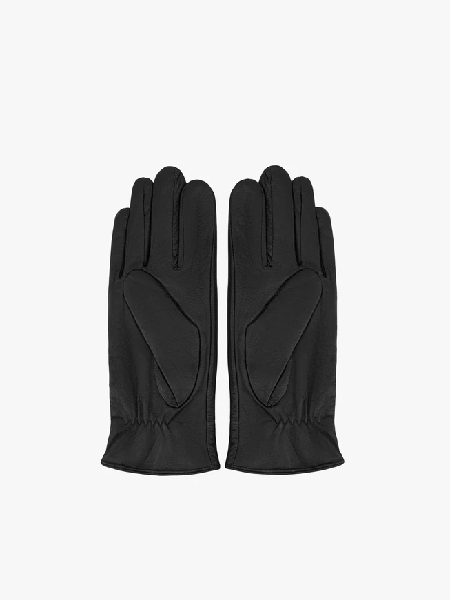Schwarze genarbte Lederhandschuhe