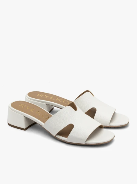 Weiße Damen-Flip-Flops mit kleinem Absatz