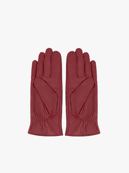 Kastanienbraune genarbte Lederhandschuhe