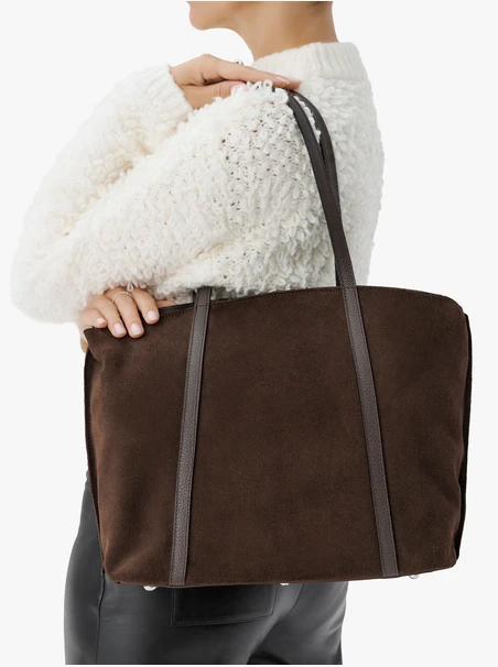Dunkelbraune geräumige Shopper-Tasche für Frauen