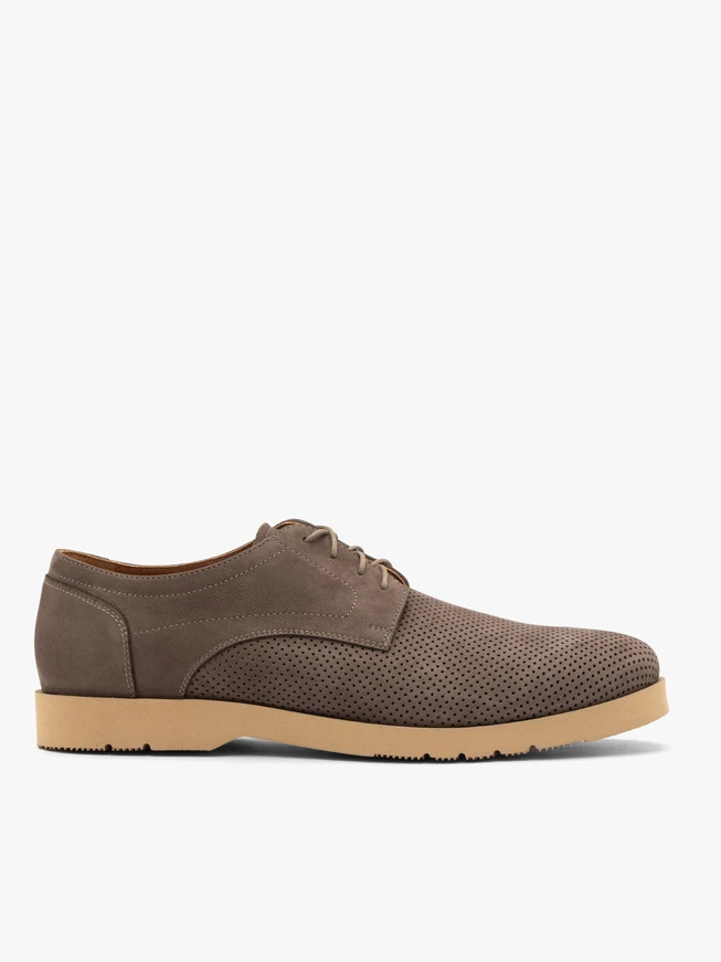 Graubraune Herren-Halbschuhe aus Nubuk