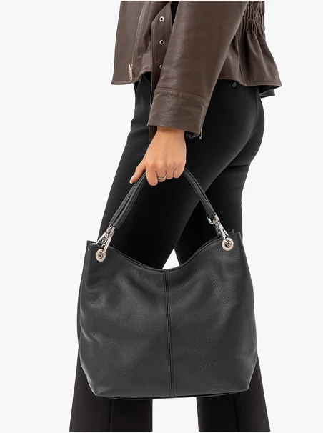 Schwarze Shopper-Tasche aus Leder