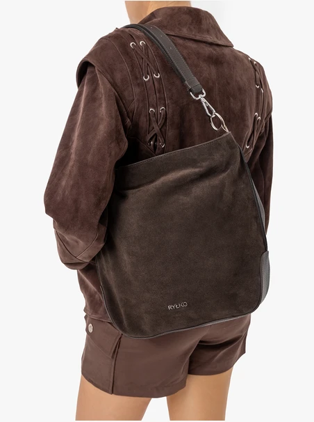 Dunkelbraune, geräumige Lederhandtasche