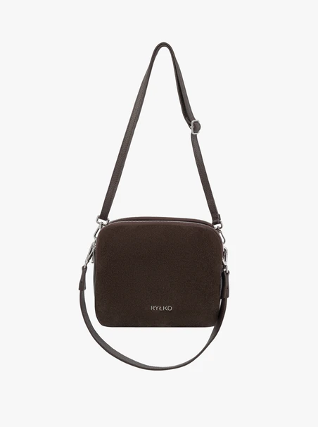 Kleine braune kombinierte Lederhandtasche