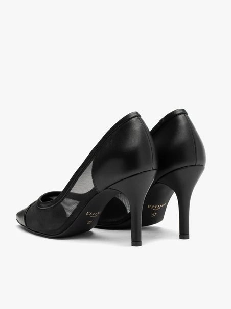 Schwarze Netz-Pumps für Frauen