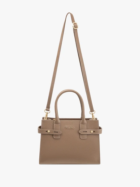 Beige Vollnarbenleder Handtasche