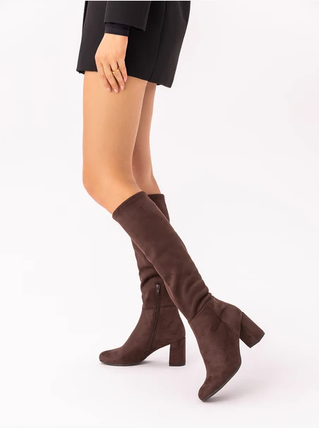 Braune Stiletto-Stiefel mit Gummisohle