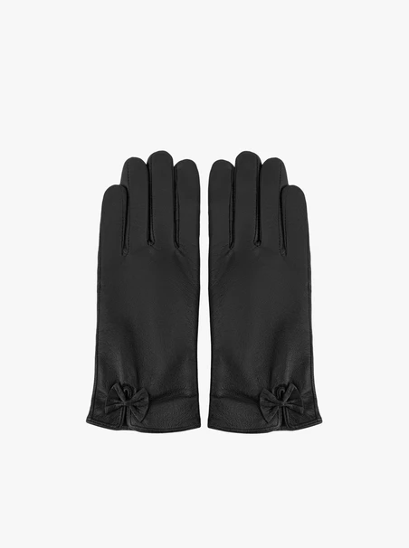 Schwarze genarbte Lederhandschuhe