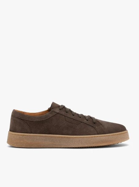 Graue Velourshalbschuhe