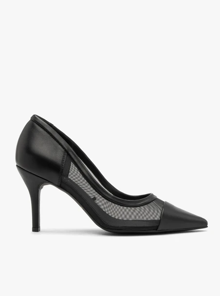 Schwarze Netz-Pumps für Frauen