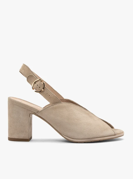 Beige Damen-Sandalen mit Absatz