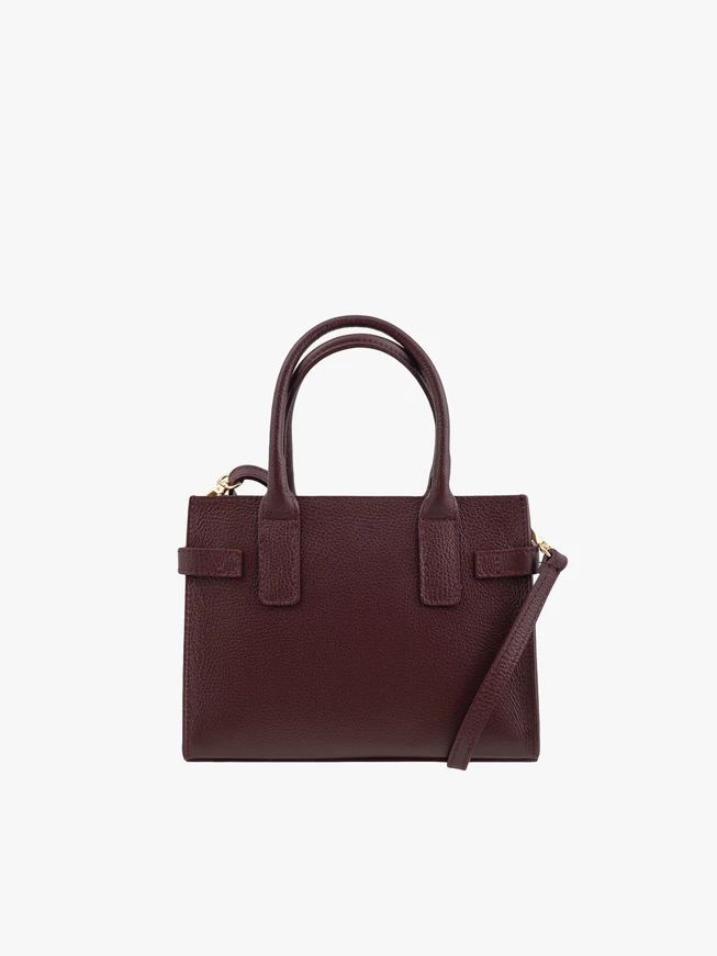 Kastanienbraune Handtasche aus Vollnarbenleder