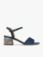 Marineblaue Sandalen mit dekorativem Blockabsatz