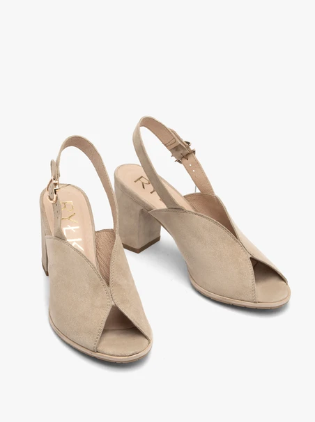 Beige Damen-Sandalen mit Absatz