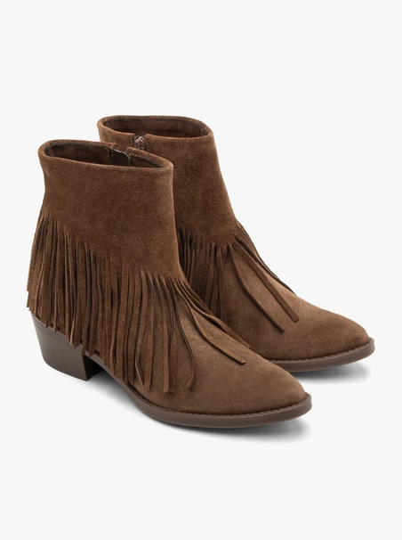 Braune Fransenstiefel aus Veloursleder