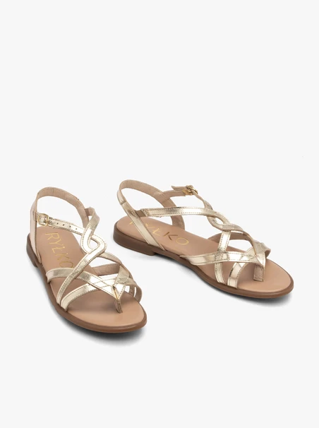Flache Damen-Sandalen aus Platin