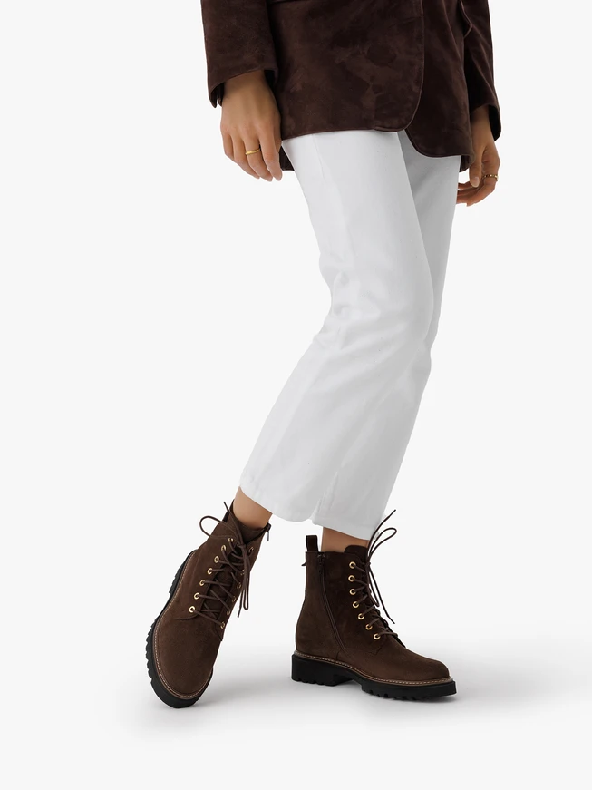 Dunkelbraune Velourslederstiefel