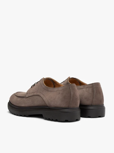 Graue Velourshalbschuhe