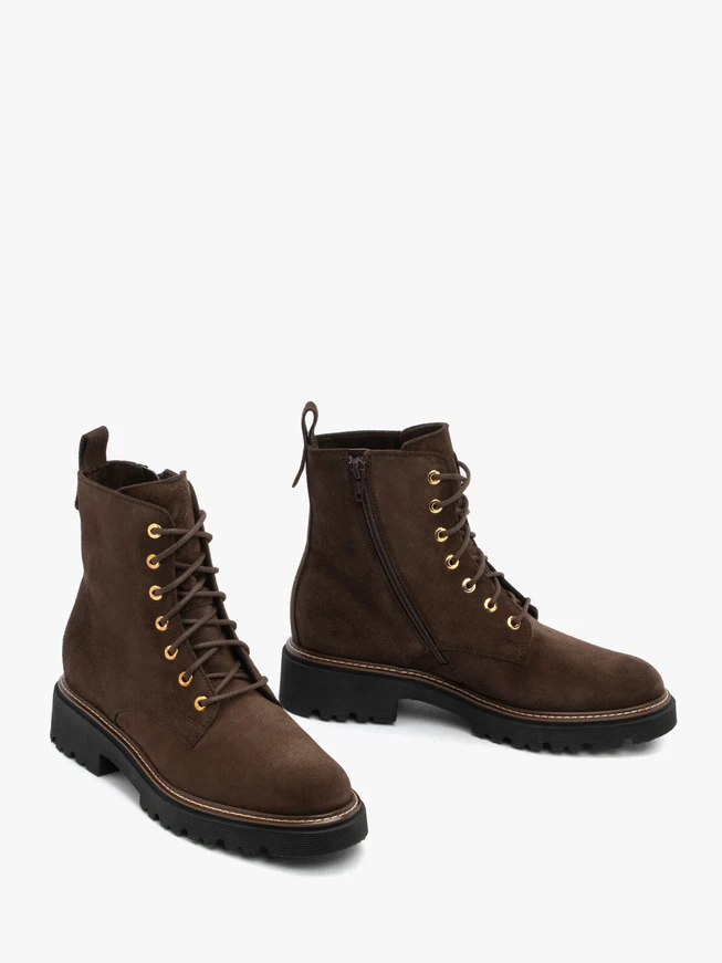 Dunkelbraune Velourslederstiefel