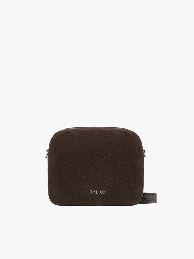 Kleine braune kombinierte Lederhandtasche