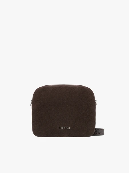 Kleine braune kombinierte Lederhandtasche